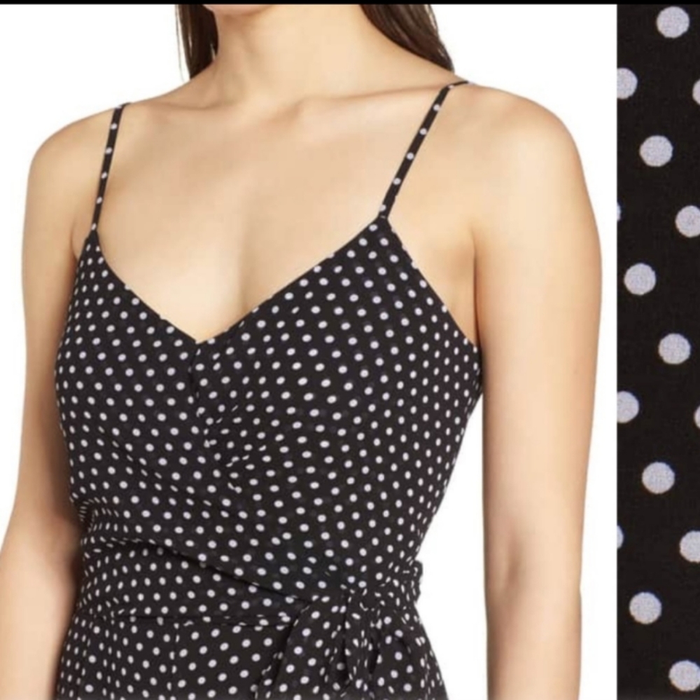 MICHAEL Michael Kors Jumpsuit Spaghetti Straps Black & Polka Dot Size Small - Picture 3 of 16